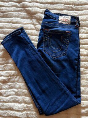 True Religion Size 33x32 Stella Flattering Skinny Stretch Blue Jeans